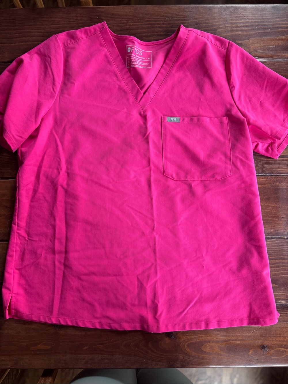 FIGS Catarina One Pocket Scrub Top XL Hot Pink Fuchsia